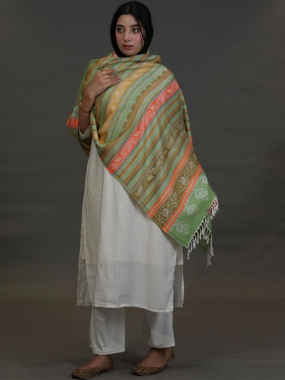 SHIFNEEN Women Ethnic Motifs Woven Design Acrylic Shawl thumbnail 3