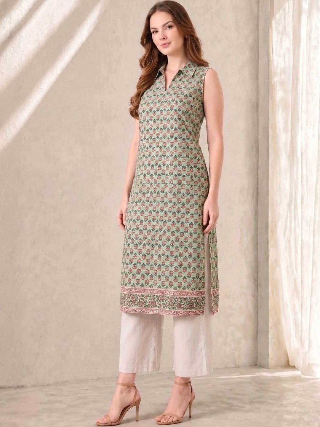 KALAMIR Women Floral Printed Floral Kurta thumbnail 2