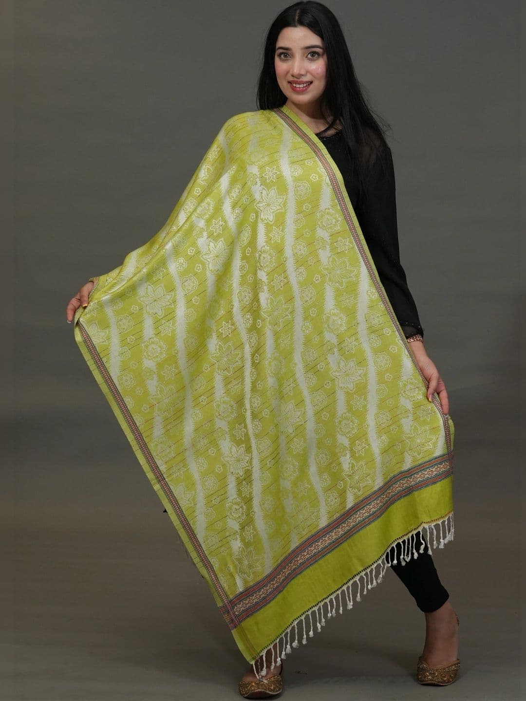 SHIFNEEN Women Floral Woven Design Acrylic Shawl - view 1