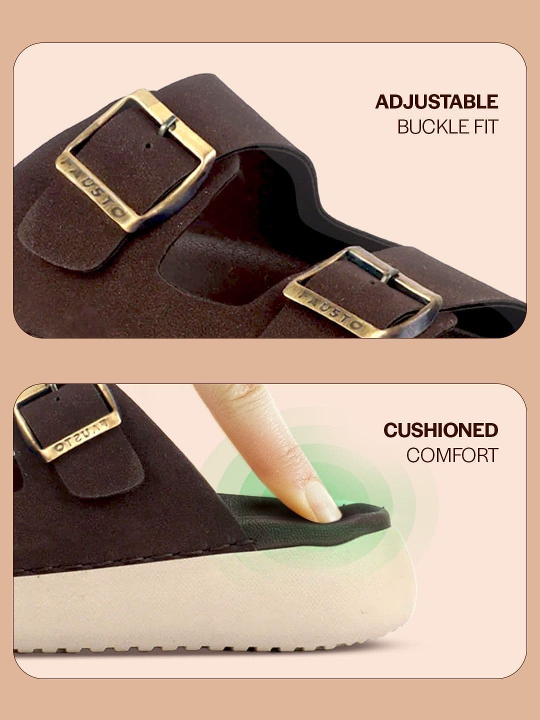 FAUSTO Men Solid Waterproof Comfort Sandals with Buckle Strap thumbnail 6