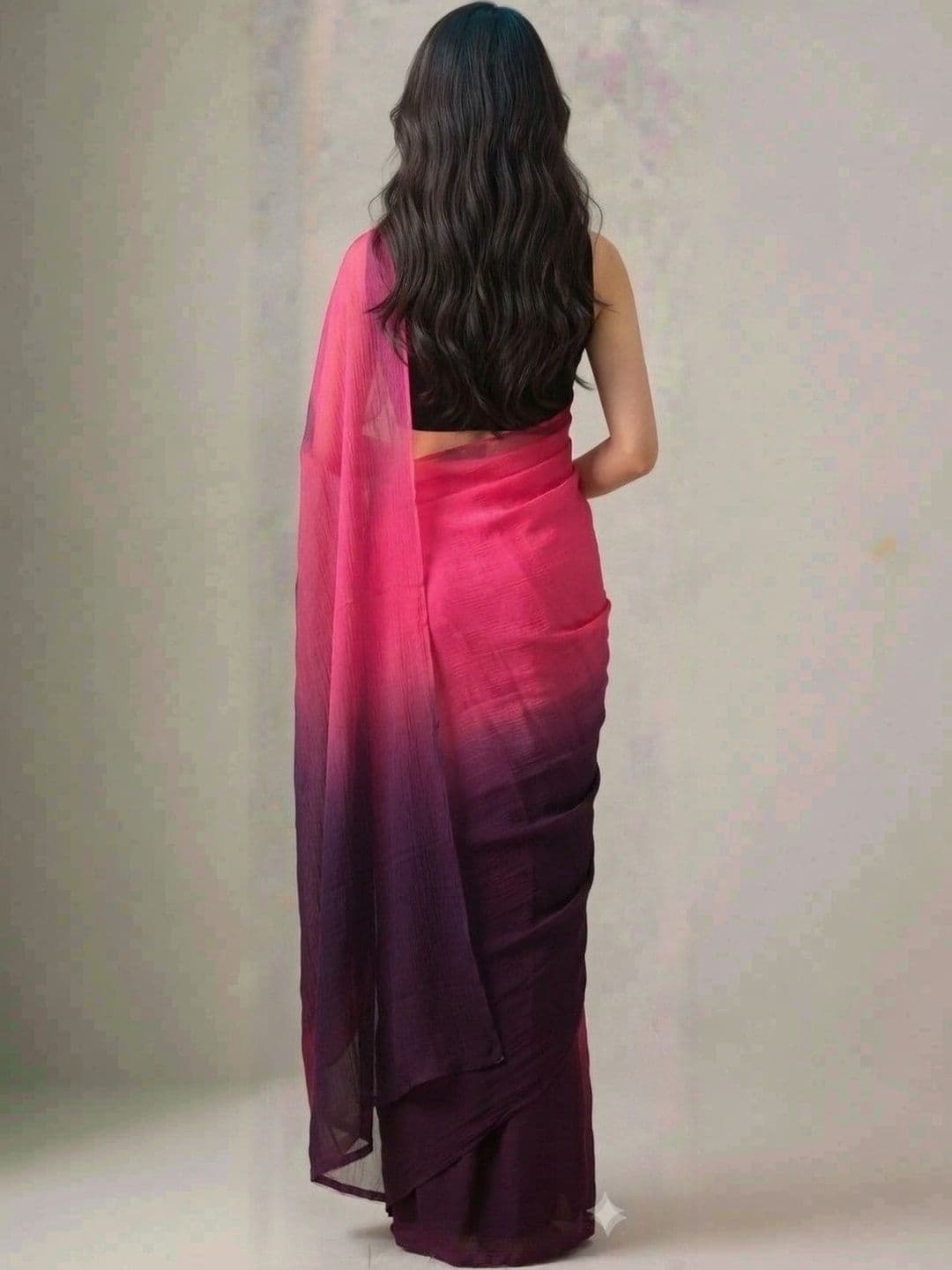 HERE&NOW Ombre Poly Georgette Saree thumbnail 2