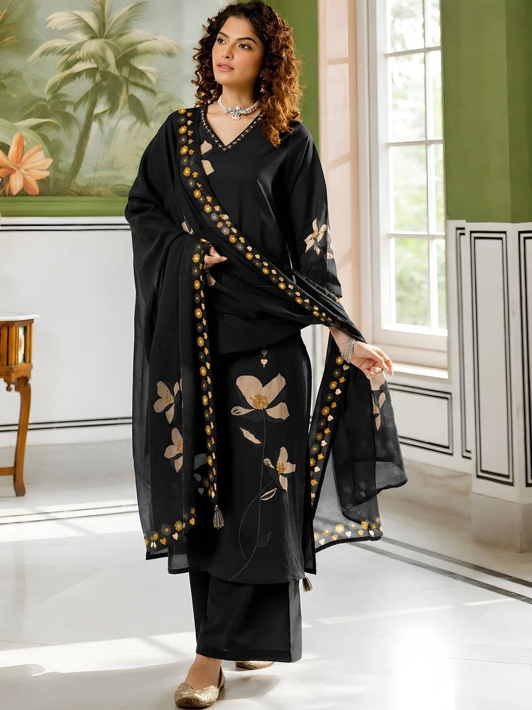 MYRIE Women Floral Printed Regular Kurta with Palazzos & With Dupatta - view 1