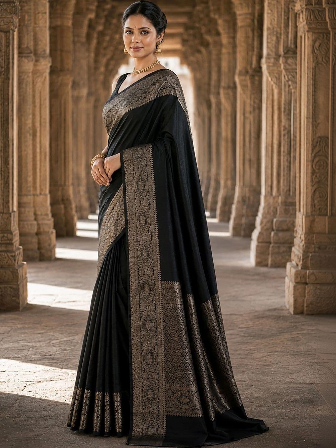 Mitera Woven Design Zari Silk Blend Designer Banarasi Saree thumbnail 5