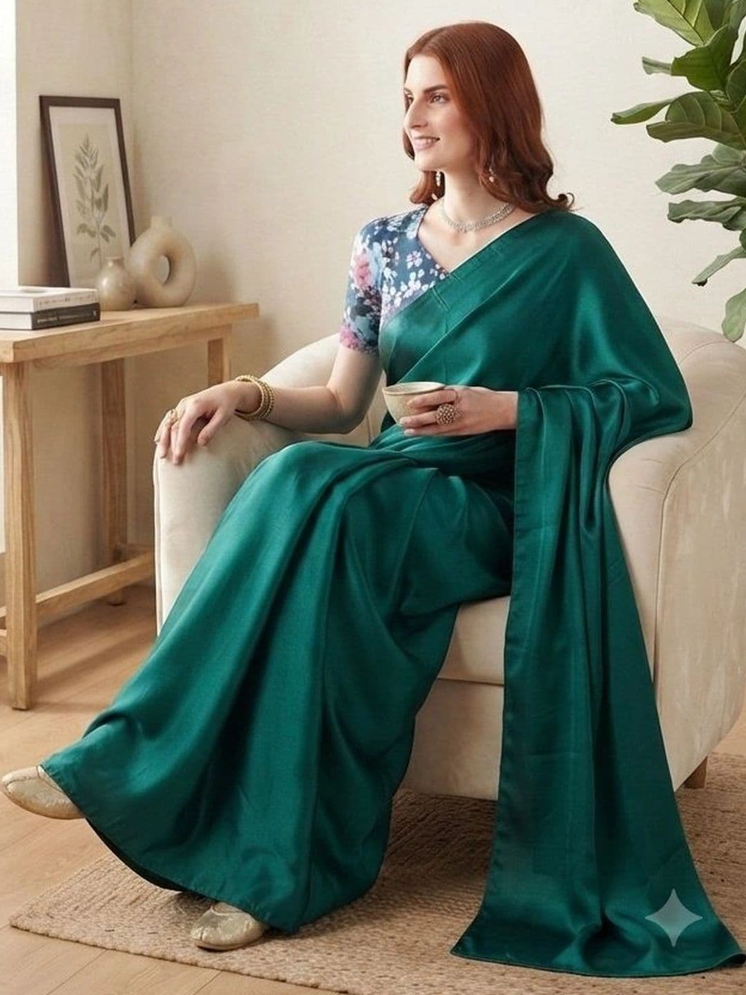 HERE&NOW Satin Saree thumbnail 3