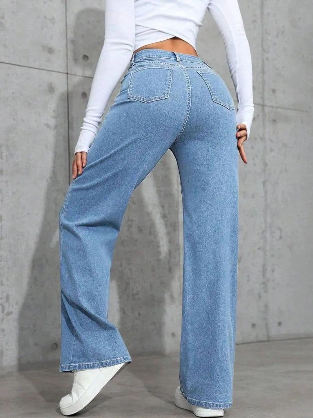 Mast & Harbour Women Comfort Wide Leg High-Rise Light Fade Stretchable Jeans thumbnail 5