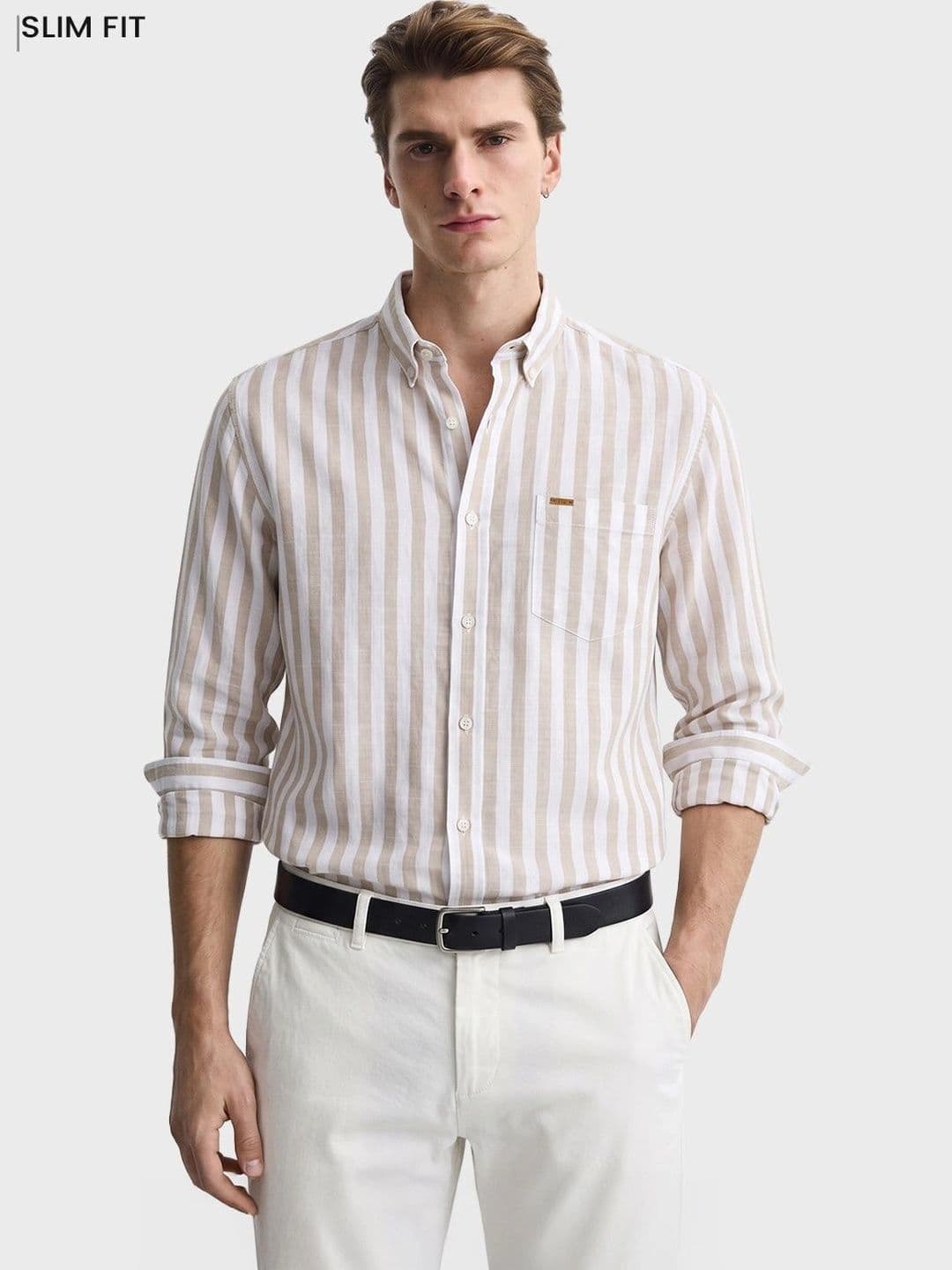 The Indian Garage Co Men Slim Fit Striped Casual Shirt - view 1
