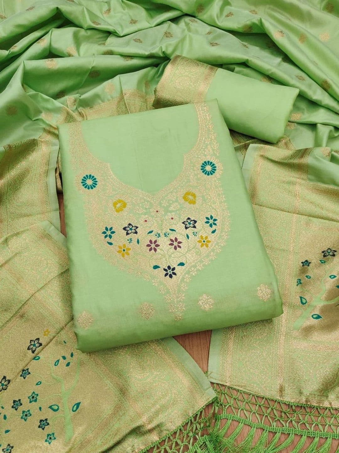 KALINI Pure Silk Unstitched Dress Material - view 1