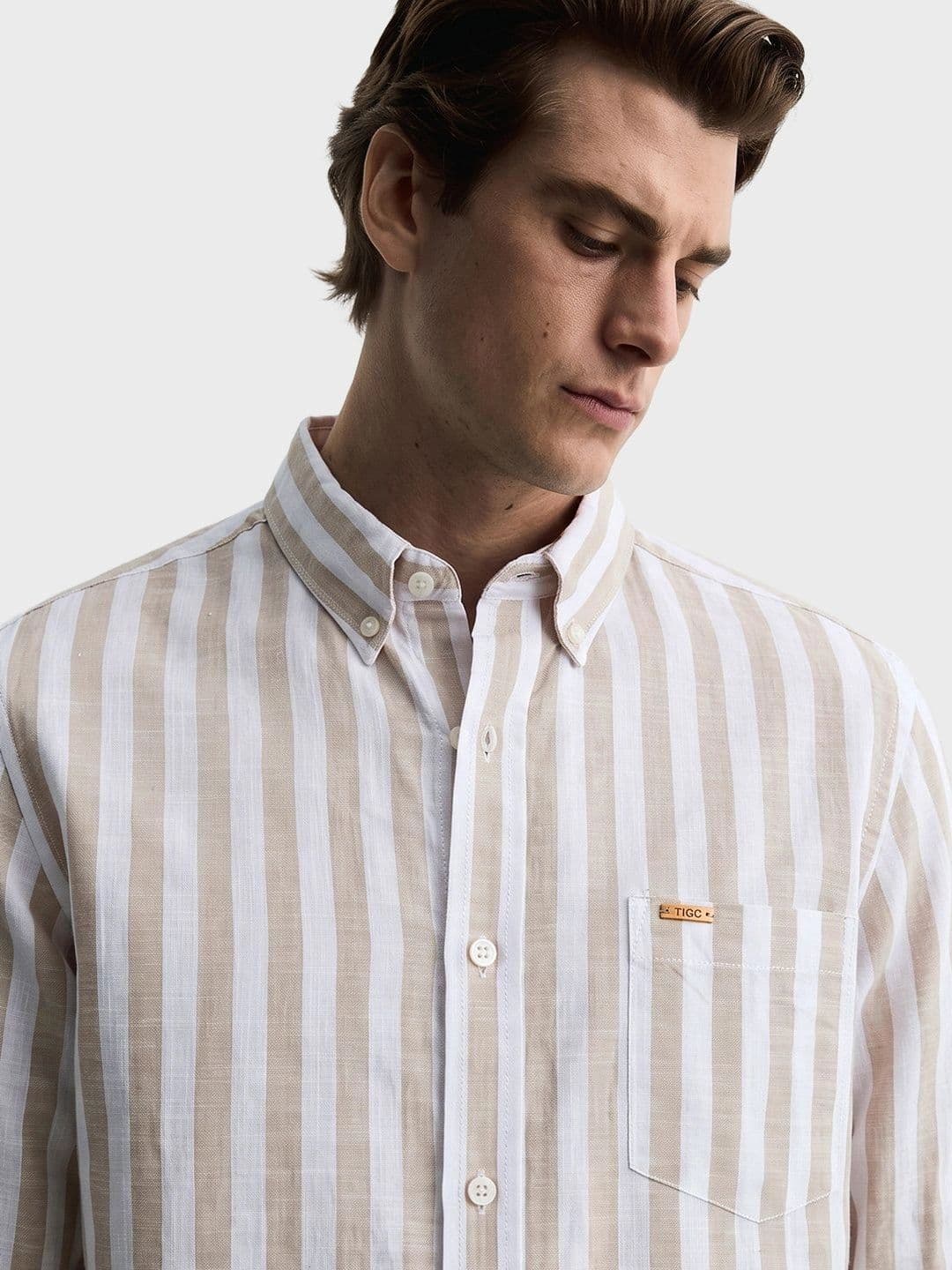 The Indian Garage Co Men Slim Fit Striped Casual Shirt thumbnail 5