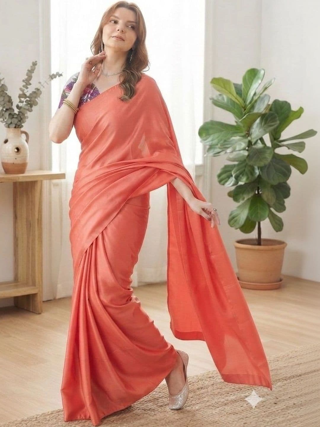 HERE&NOW Satin Saree thumbnail 4