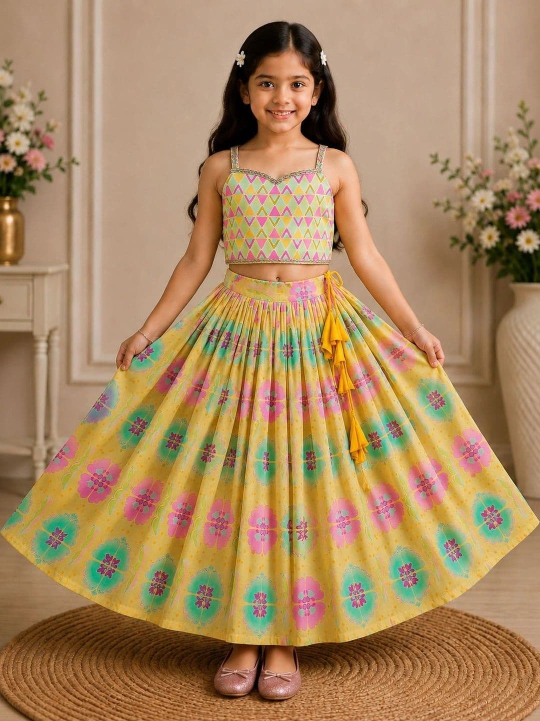 KALINI Girls Printed Ready to Wear Lehenga & - view 1