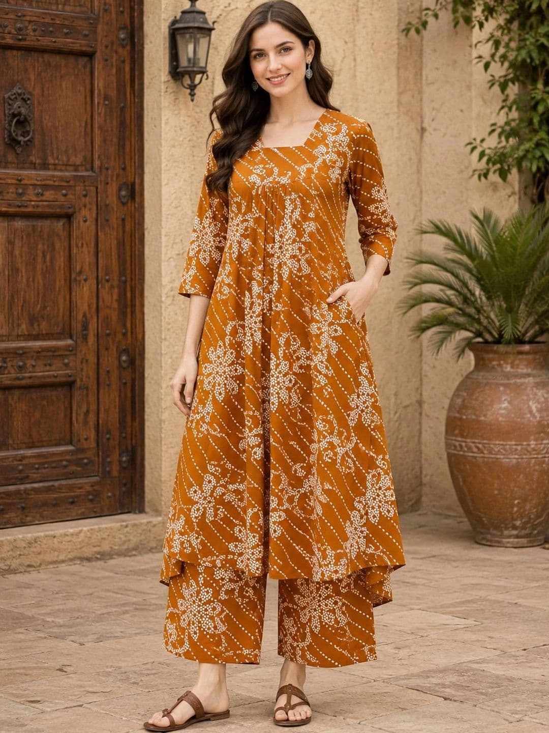 NEW ETHNIC 4 YOU Women Ethnic Motifs Printed Regular Kurta with Palazzos thumbnail 5