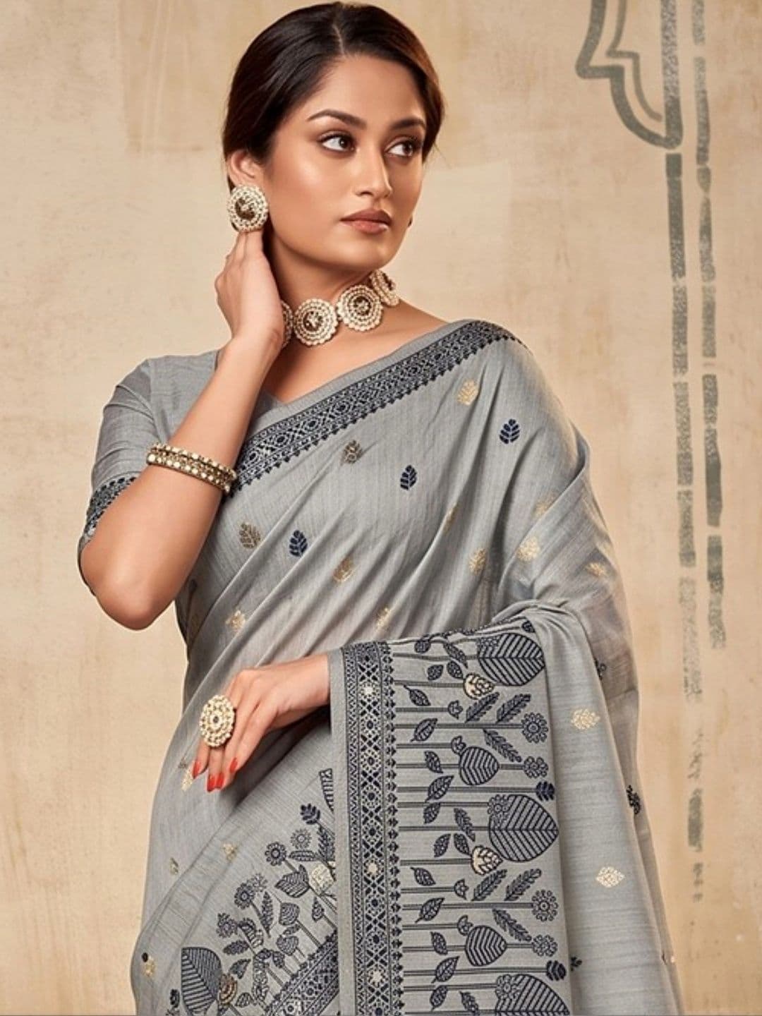 Anouk Woven Design Zari Designer Saree thumbnail 4