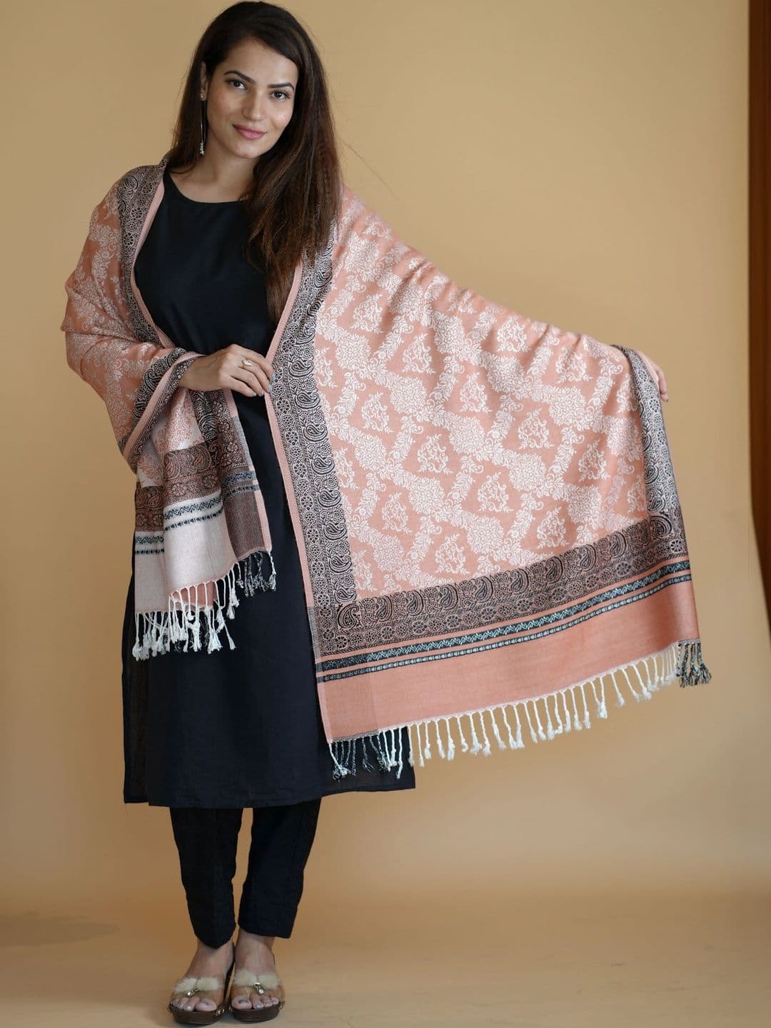 SHIFNEEN Women Ethnic Motifs Printed Acrylic Shawl thumbnail 4
