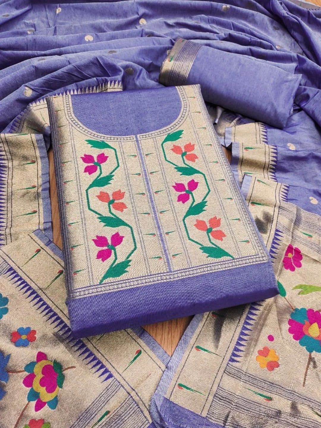 KALINI Pure Cotton Unstitched Dress Material - view 1