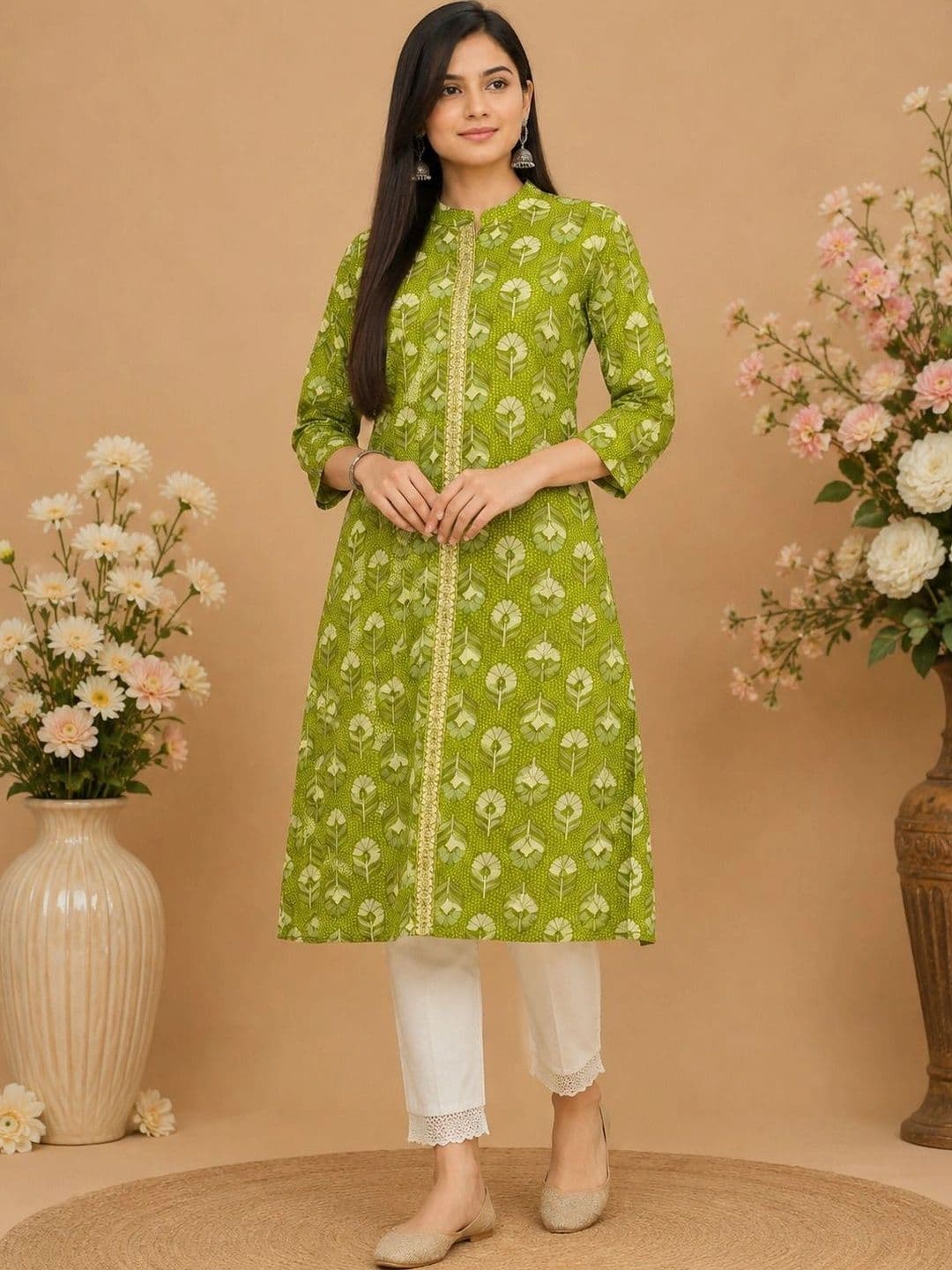 Araaha Women Floral Printed Thread Work Kurta - view 1