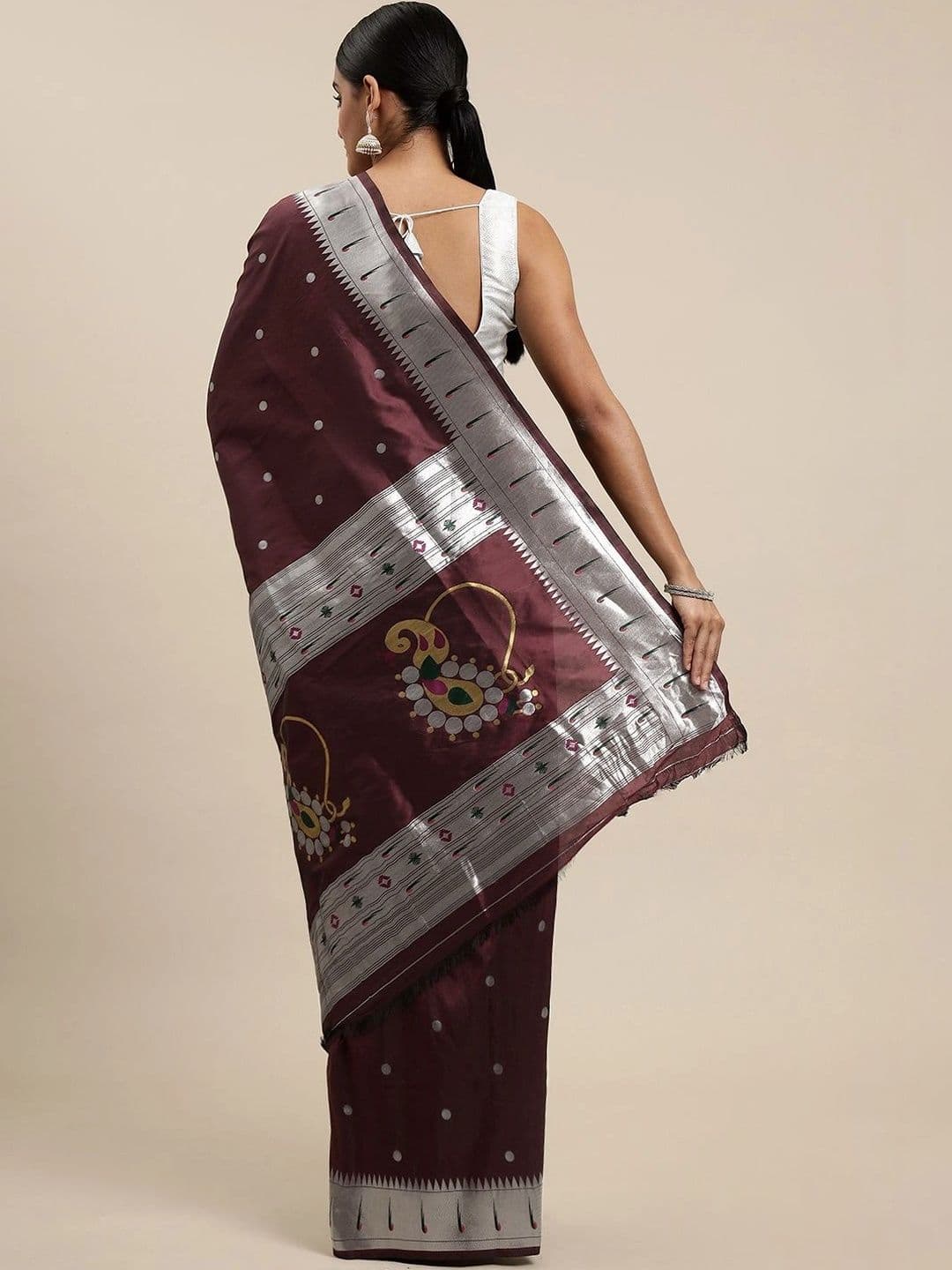 KALINI Women Woven Design Zari Paithani Saree thumbnail 4