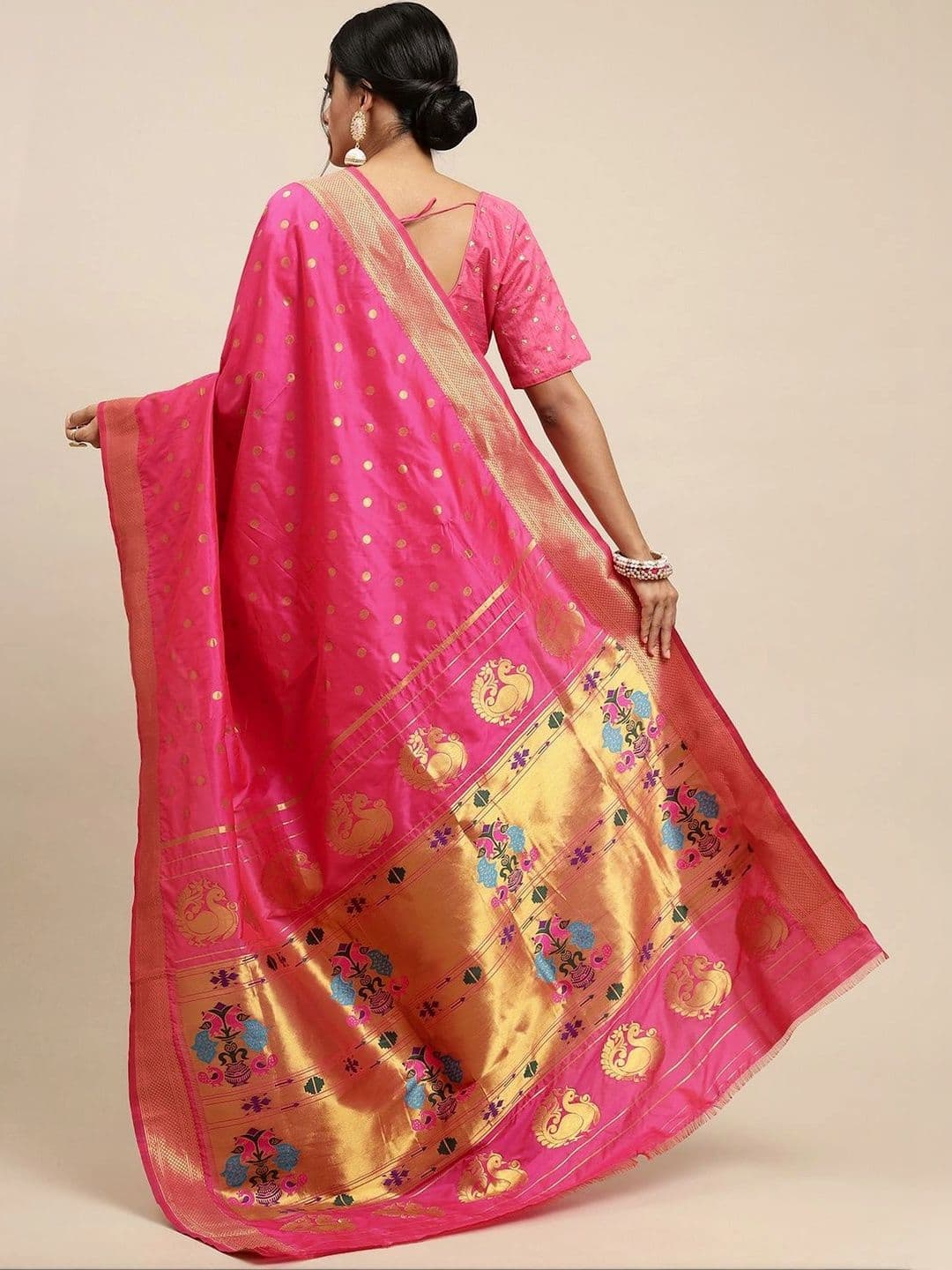 KALINI Women Woven Design Zari Art Silk Paithani Saree thumbnail 7