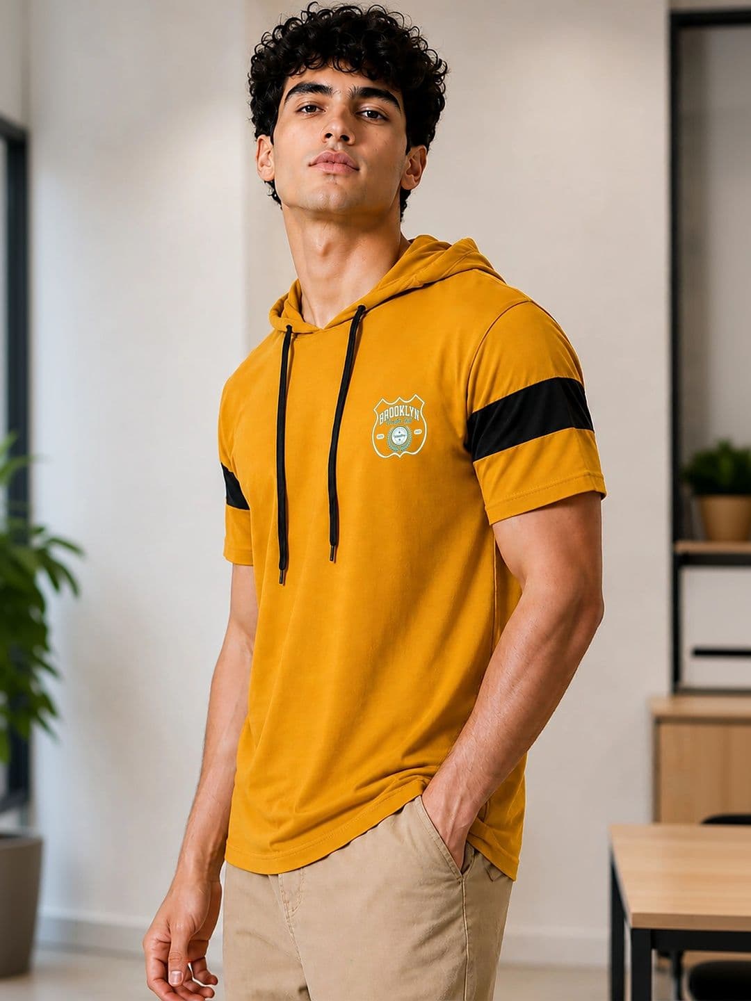 SKY HARBOAR Men Printed Hooded T-shirt thumbnail 2