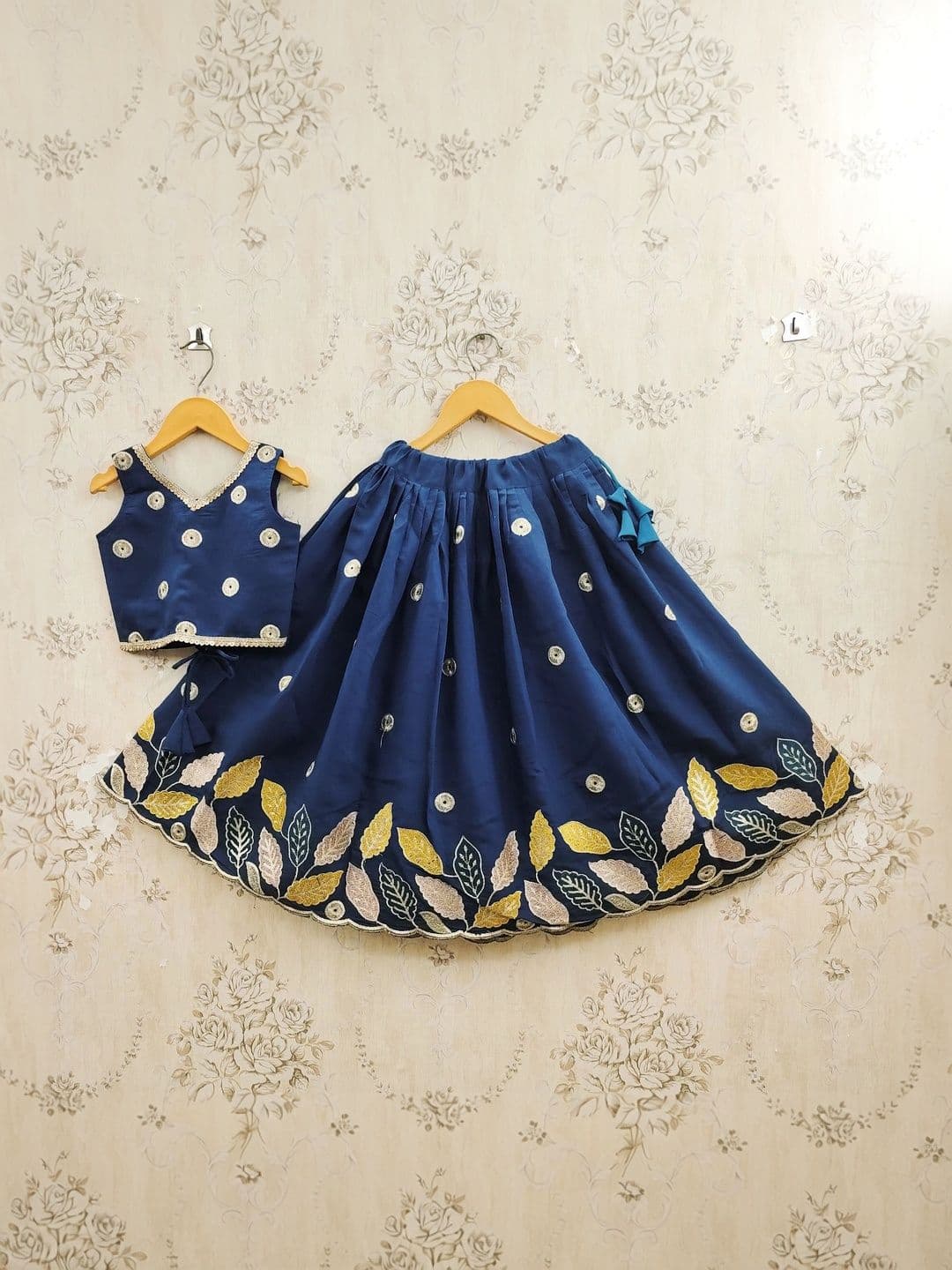 KALINI Girls Embellished Thread Work Ready to Wear Lehenga & thumbnail 3