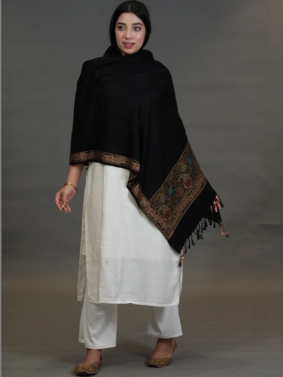 S.T. Women Paisley Woven Design Acrylic Shawl thumbnail 3