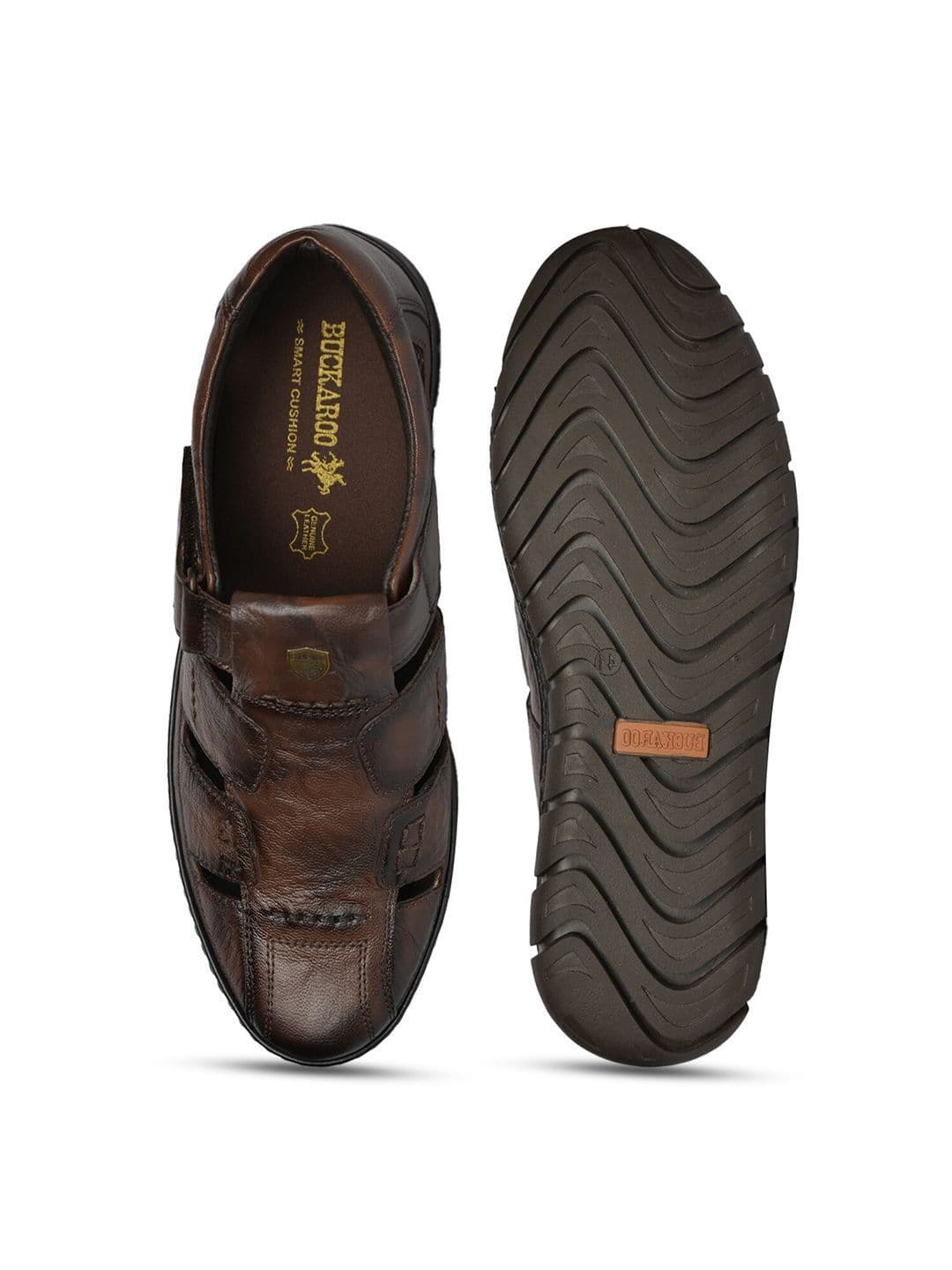 Buckaroo Men Textured Leather Shoe-Style Sandals thumbnail 3