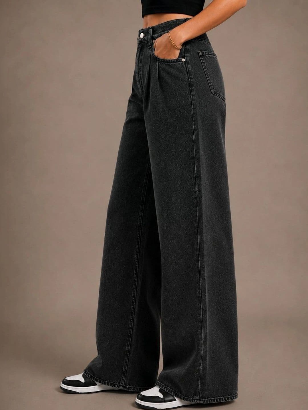 Mast & Harbour Women Comfort Wide Leg High-Rise Stretchable Jeans thumbnail 3