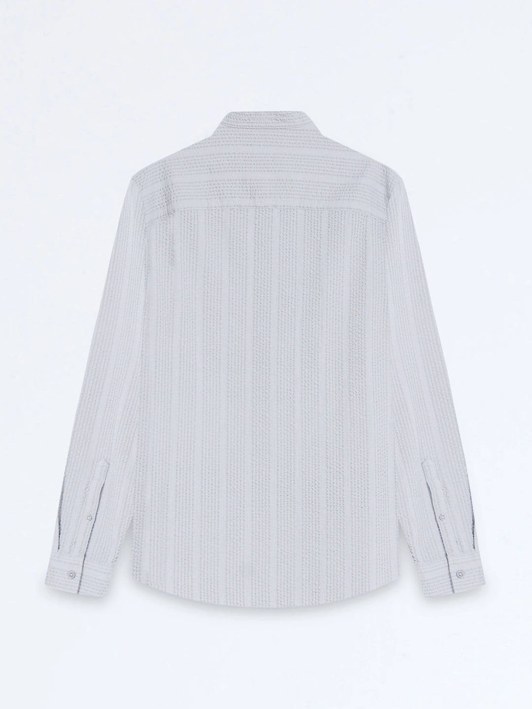 StitchX Men Seersucker Band Collar Pure Cotton Striped Kurta Shirt thumbnail 3