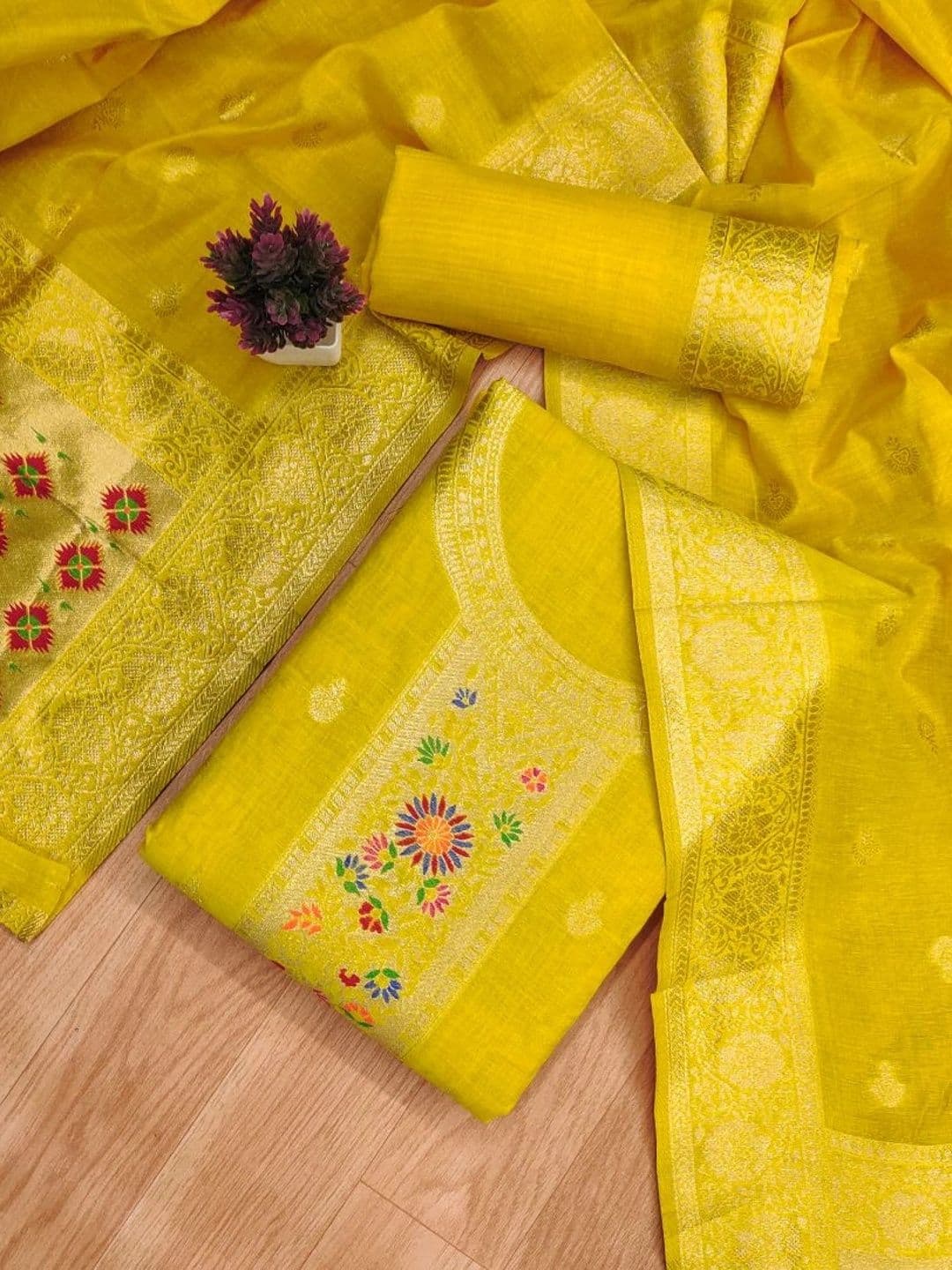 KALINI Pure Cotton Unstitched Dress Material thumbnail 2