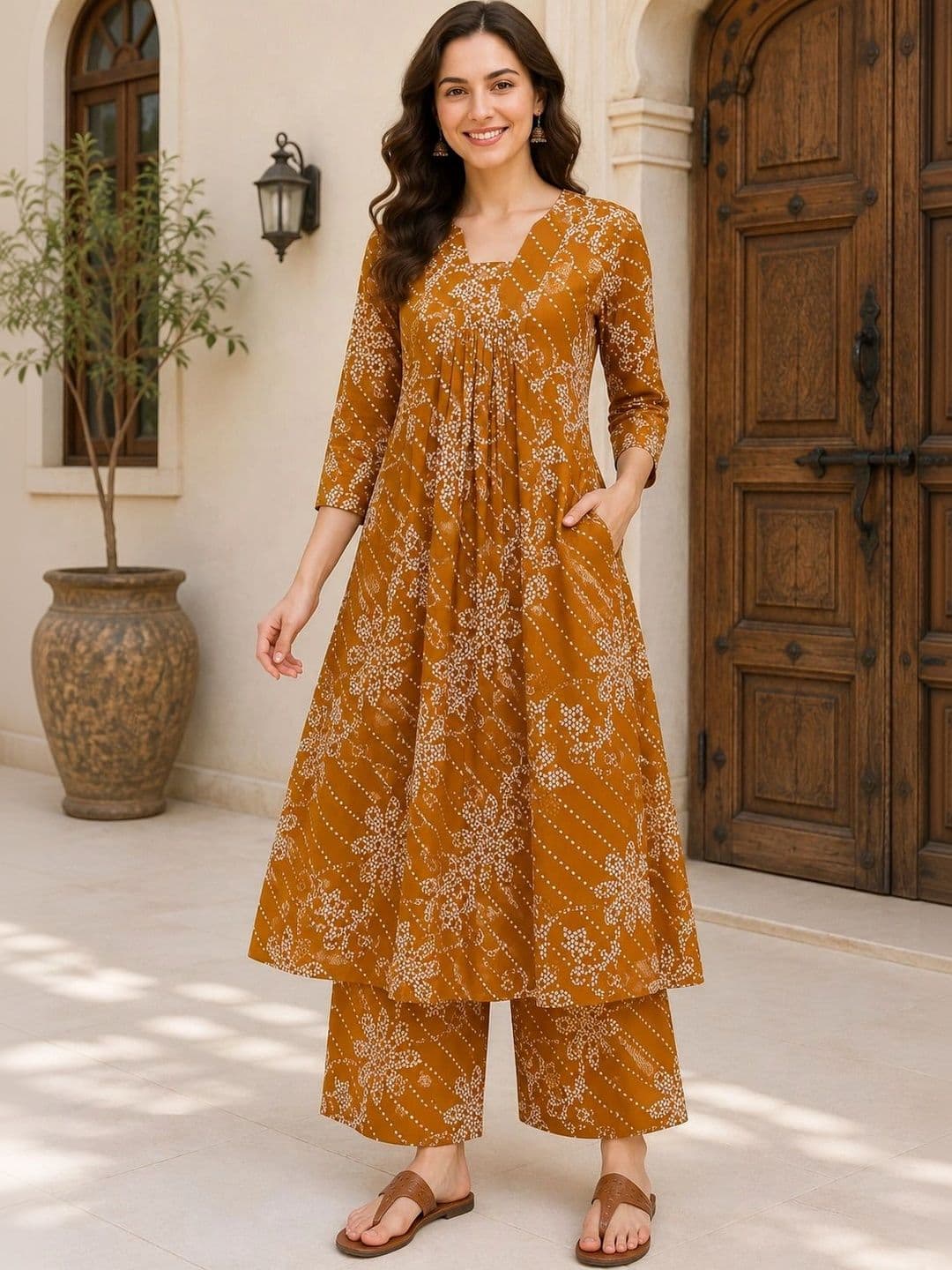 DSK STUDIO Women Ethnic Motifs Printed Regular Kurta with Palazzos thumbnail 3