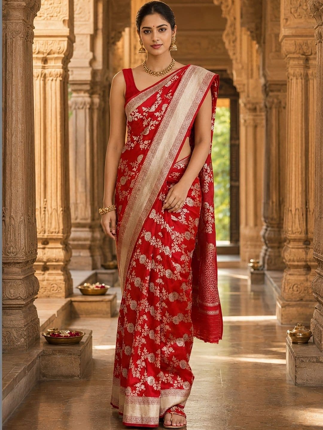 Mitera Woven Design Zari Silk Blend Designer Banarasi Saree - view 1