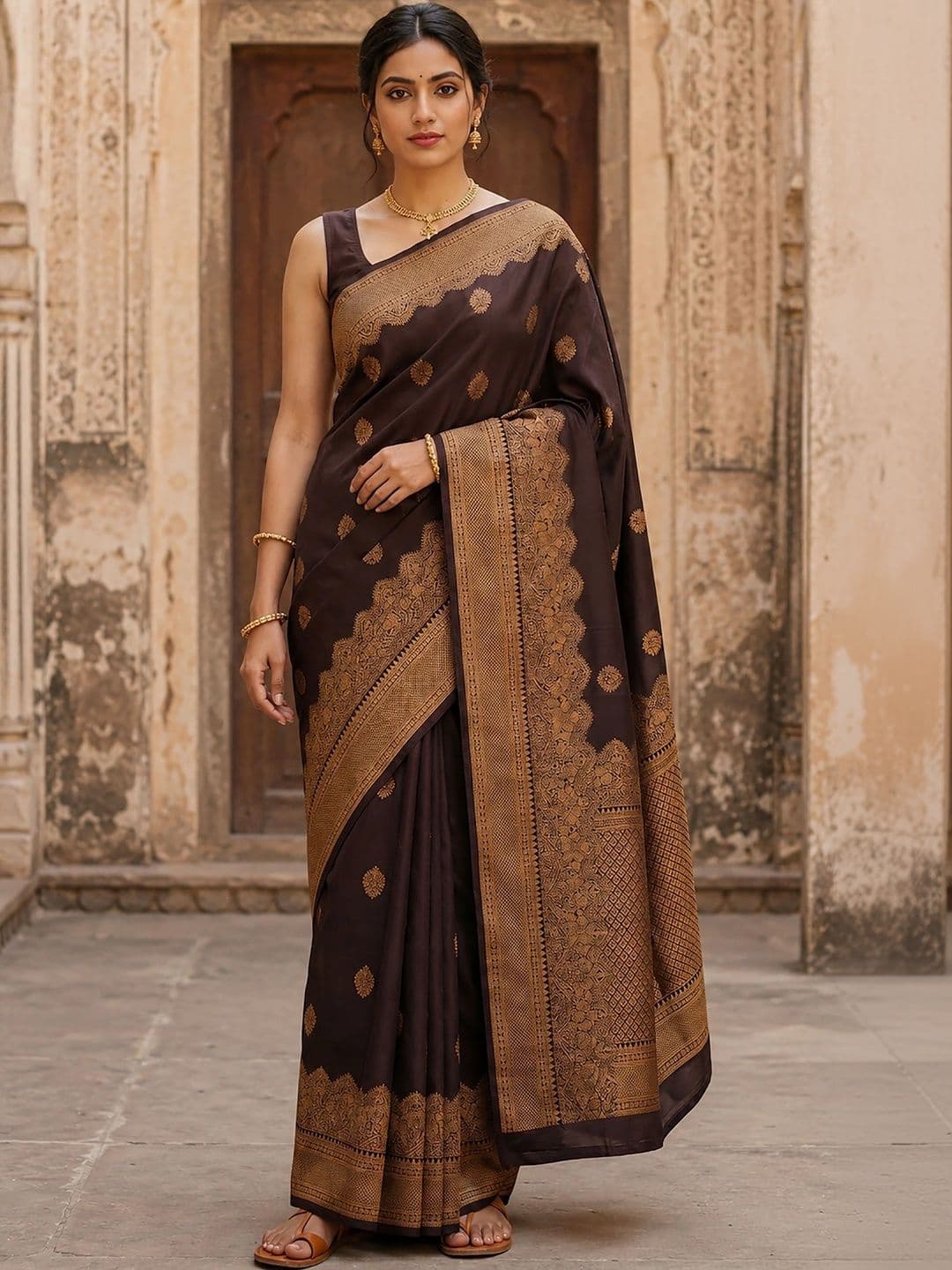 Mitera Woven Design Zari Silk Blend Designer Banarasi Saree - view 1