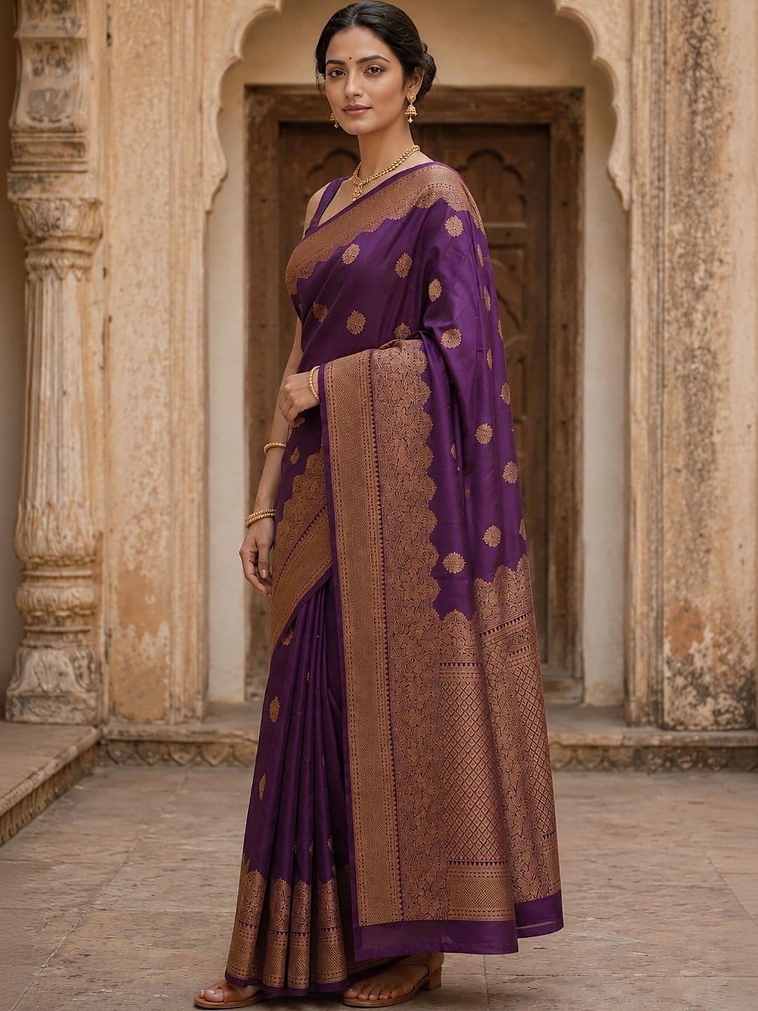 Mitera Woven Design Zari Silk Blend Designer Banarasi Saree thumbnail 5
