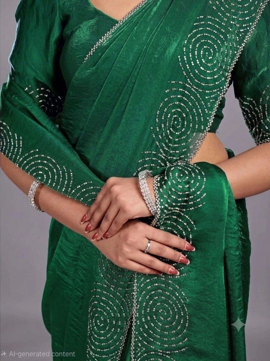 shreevali creation Embellished Satin Saree thumbnail 4