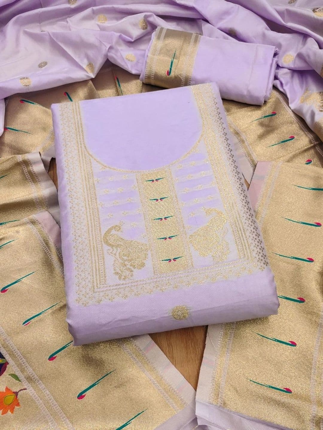 KALINI Pure Silk Unstitched Dress Material thumbnail 2