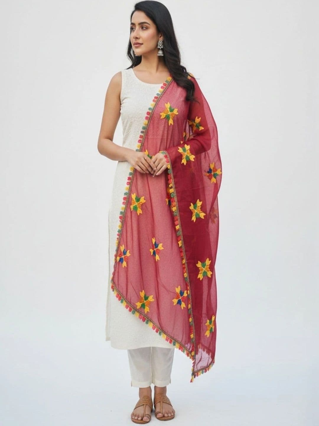 IVAARA Embroidered Dupatta with Thread Work thumbnail 6