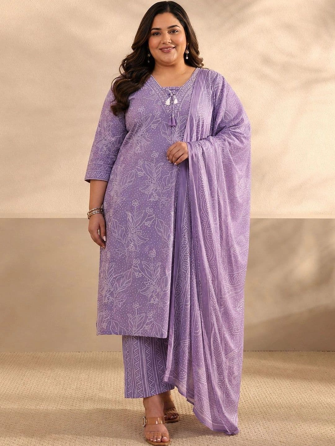 EXTRA LOVE BY LIBAS Women Ethnic Motifs Printed Regular Kurta with Palazzos & With Dupatta - view 1
