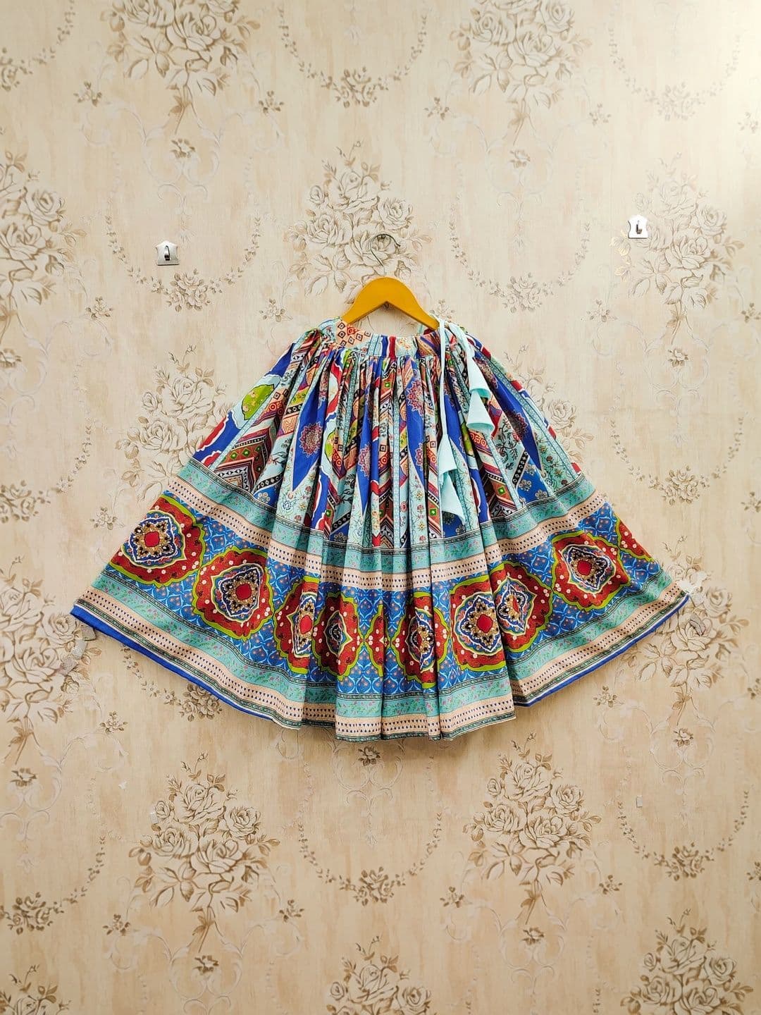 KALINI Girls Printed Block Print Ready to Wear Lehenga & thumbnail 3