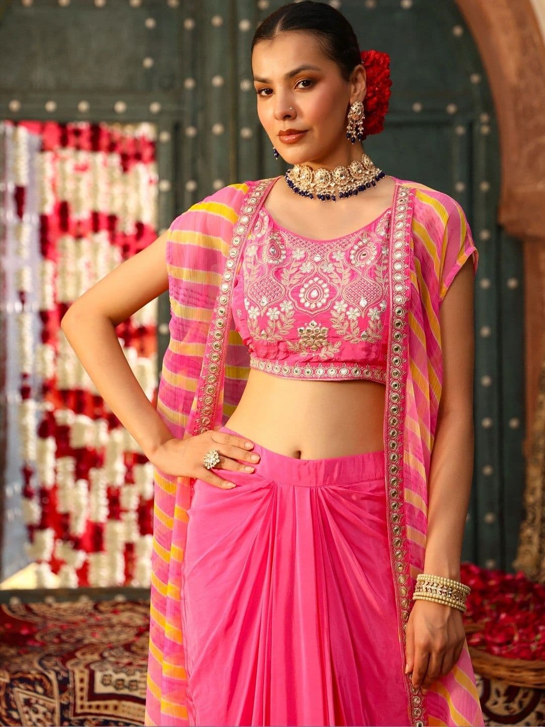 SCAKHI Embroidered Ready to Wear Lehenga & thumbnail 2
