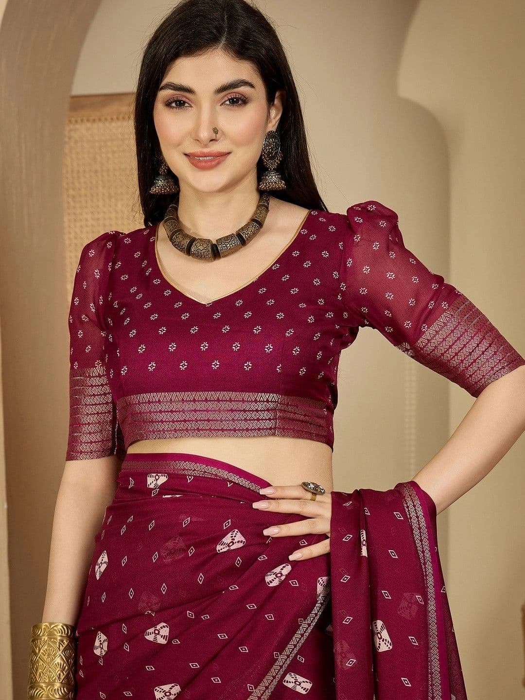 NARIVESH TRENDS Silk Blend Saree thumbnail 7