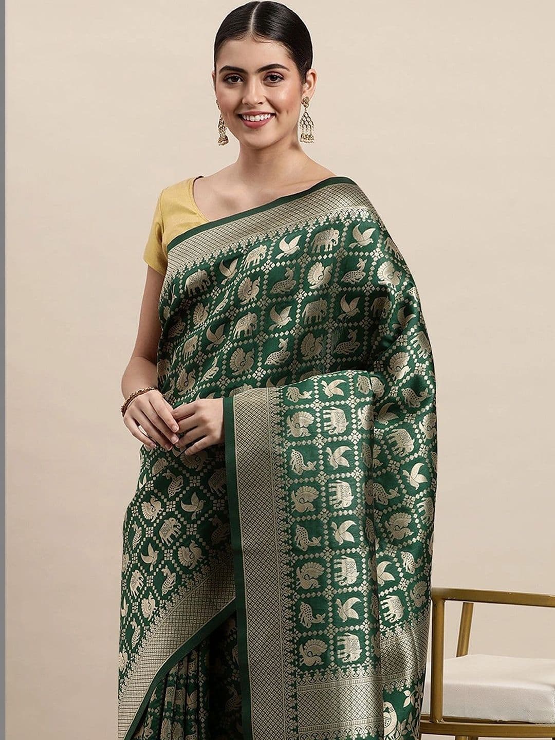 KALINI Woven Design Zari Art Silk Banarasi Saree thumbnail 7