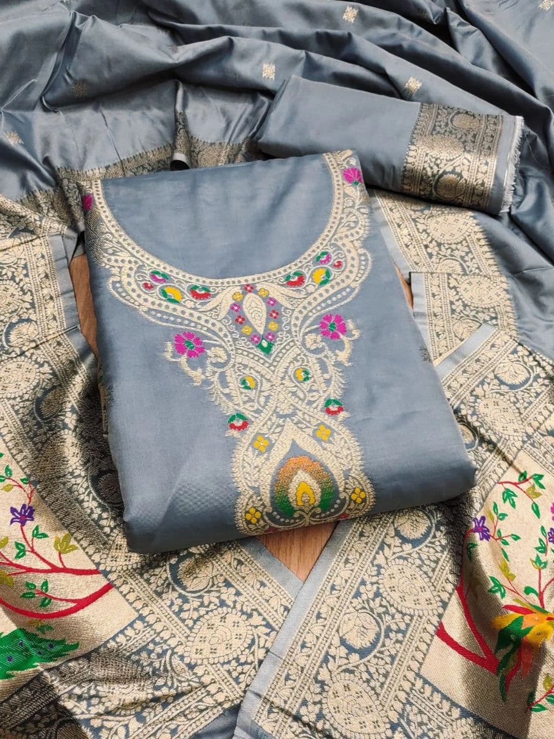 Dhaaga Ghar Pure Silk Unstitched Dress Material - view 1