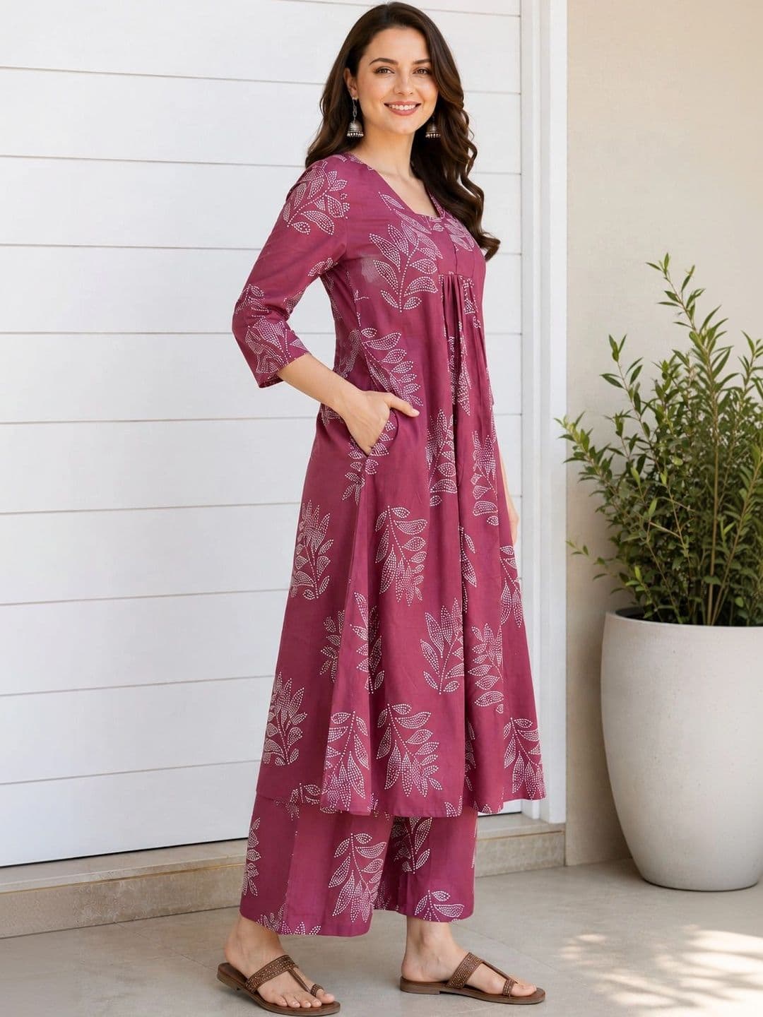 DSK STUDIO Women Floral Printed Regular Kurta with Palazzos thumbnail 2