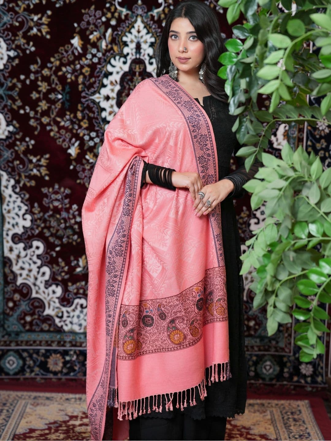 S.T. Women Ethnic Motifs Woven Design Acrylic Shawl - view 1