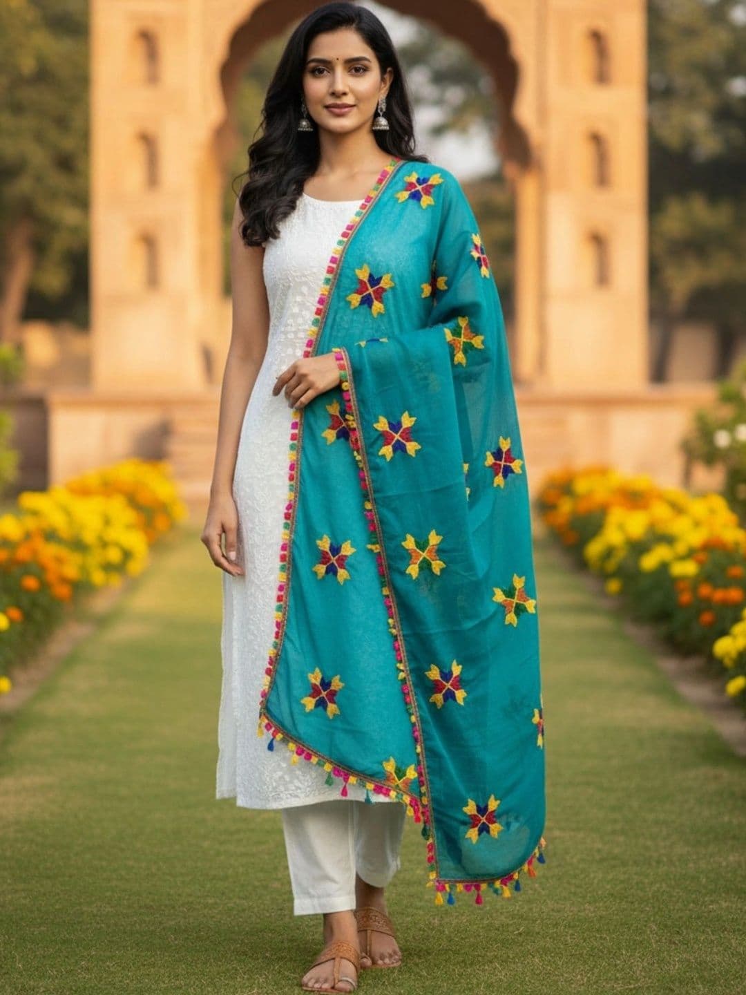 IVAARA Ethnic Motifs Embroidered Dupatta with Thread Work - view 1