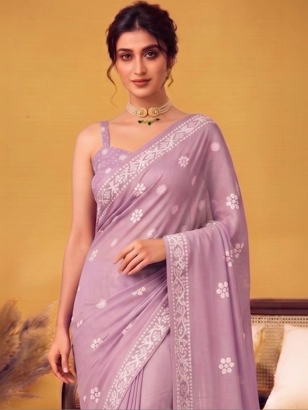 MAGNEITTA Floral Pure Chiffon Designer Saree thumbnail 3
