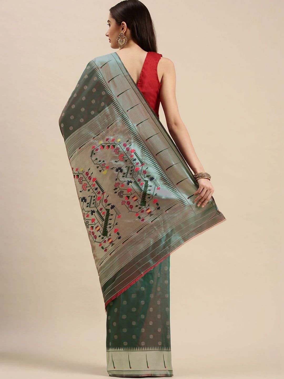 KALINI Woven Design Zari Art Silk Paithani Saree thumbnail 7