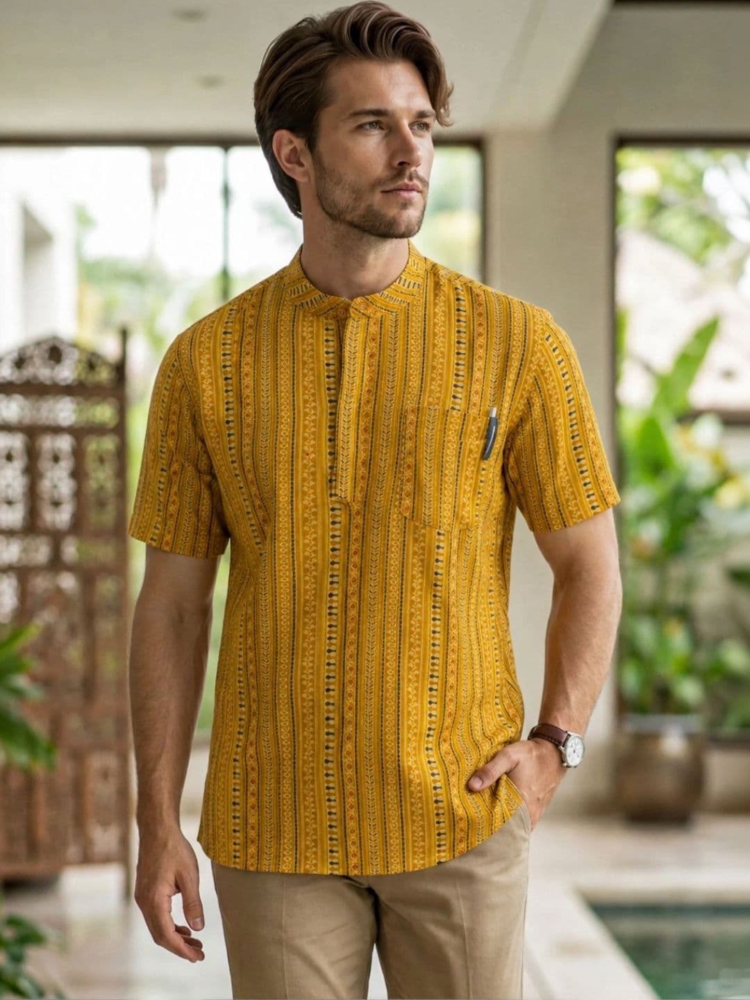Avishya Men Printed Handloom Kurta - view 1