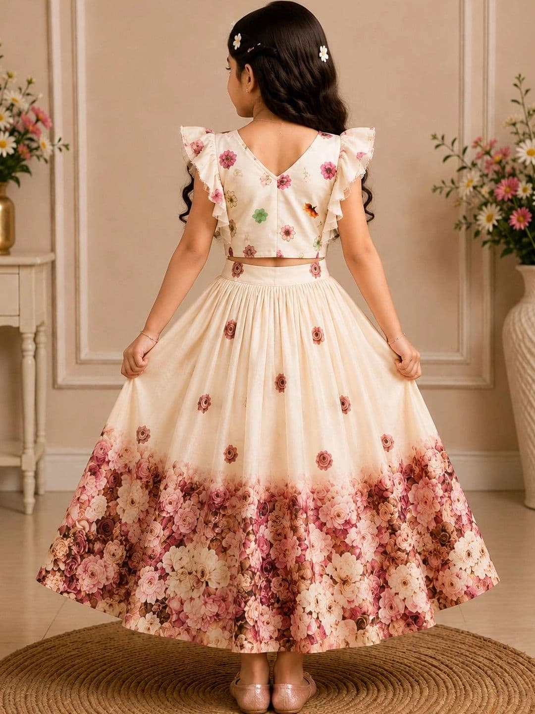 KALINI Girls Printed Ready to Wear Lehenga & thumbnail 4