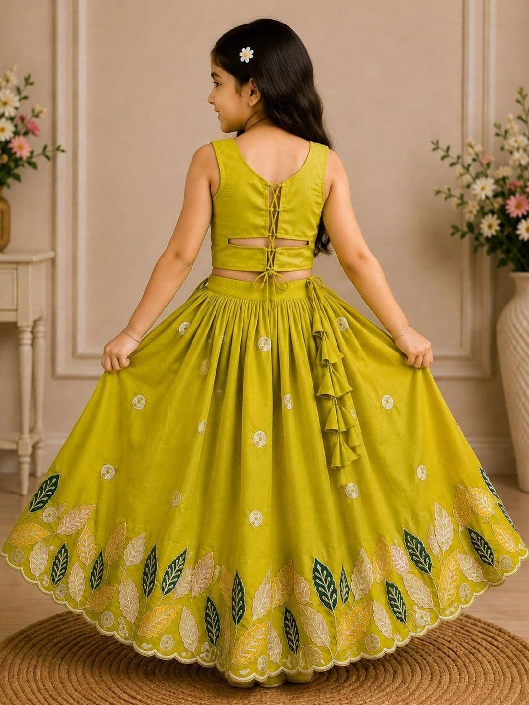 KALINI Girls Embellished Sequinned Ready to Wear Lehenga & thumbnail 2