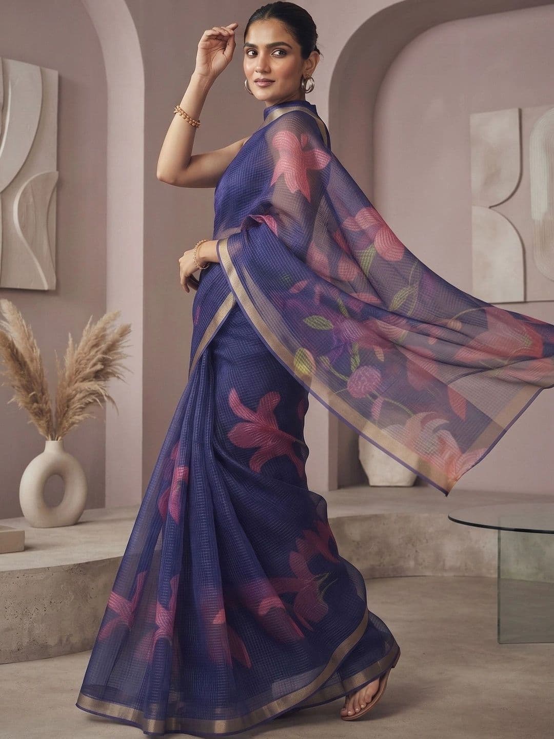 elora Floral Fusion Saree thumbnail 4
